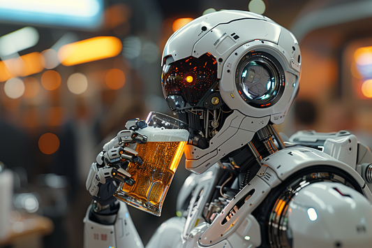 Roboter trinkt Bier