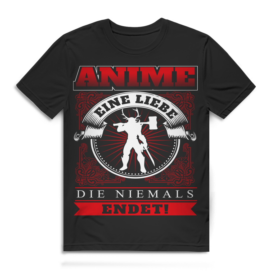Herren Otaku T‑Shirt Bio Baumwolle – Anime eine Liebe die niemals endet! Spaß Black