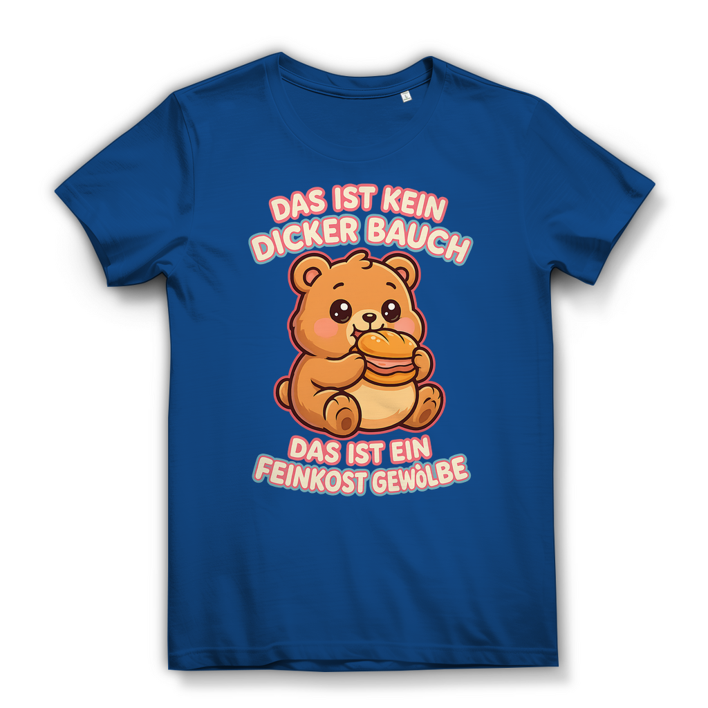 Damen Premium Bio T-Shirt Das Ist Kein Dicker Bauch Das Ist Ein Feinkost Gewölbe Teddybär Royal Blue