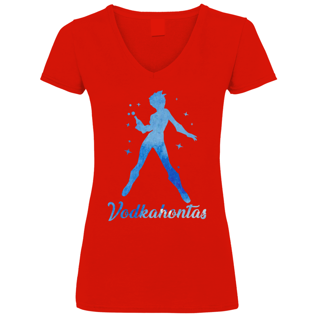 Vodkahontas - Prinzessin Aquarell - V-Neck Damenshirt Red XXL