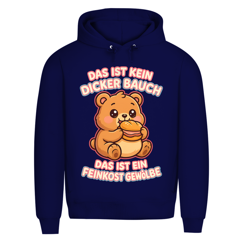 Herren Premium Bio Hoodie Das Ist Kein Dicker Bauch Das Ist Ein Feinkost Gewölbe Teddybär Navy Blue