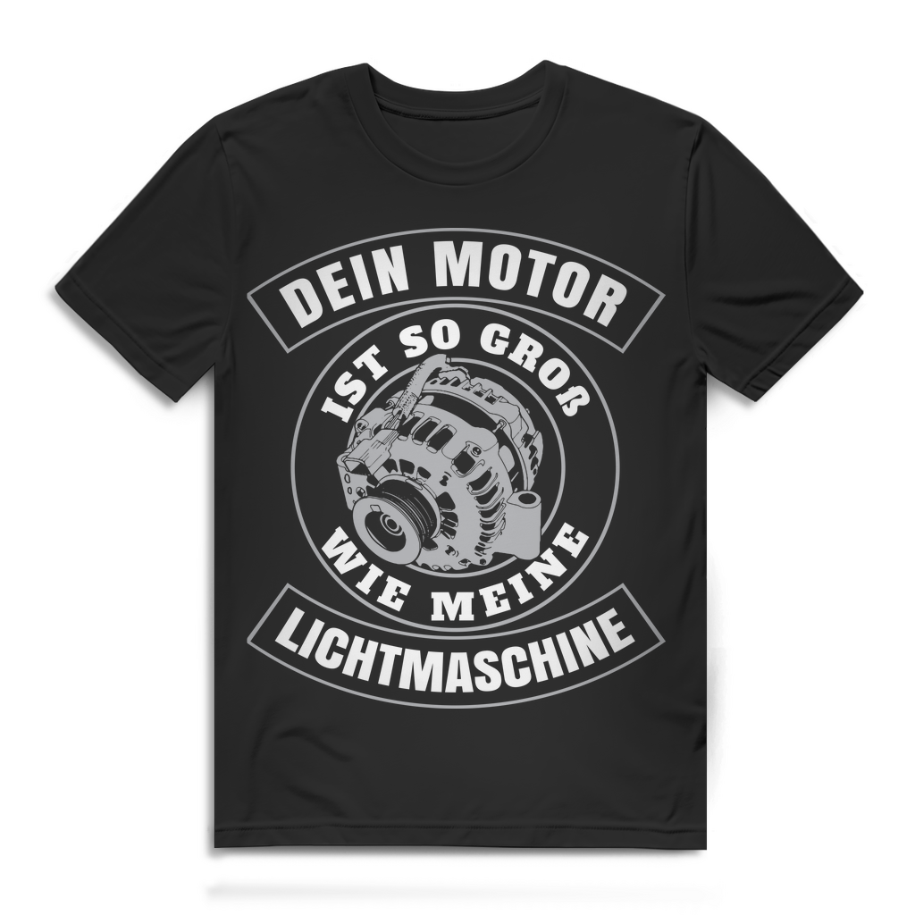 Herren T-Shirt Dein Motor ist so groß wie meine Lichtmaschine Black