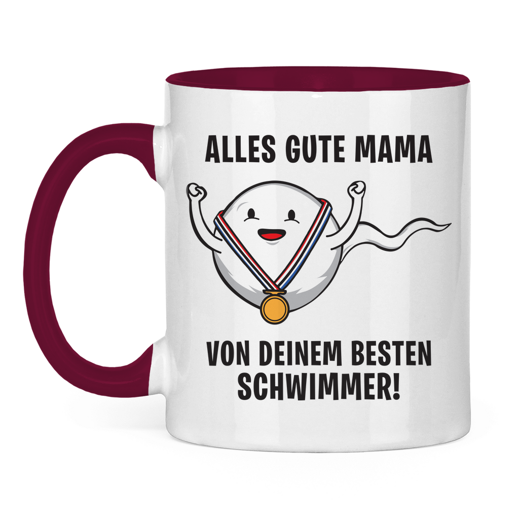 Alles gute Mama von deinem besten Schwimmer! - Tasse zweifarbig Burgundy