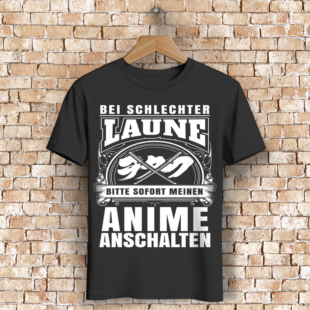 Anime Shirt für Männer – Bei schlechter Laune bitte sofort Anime anschalten