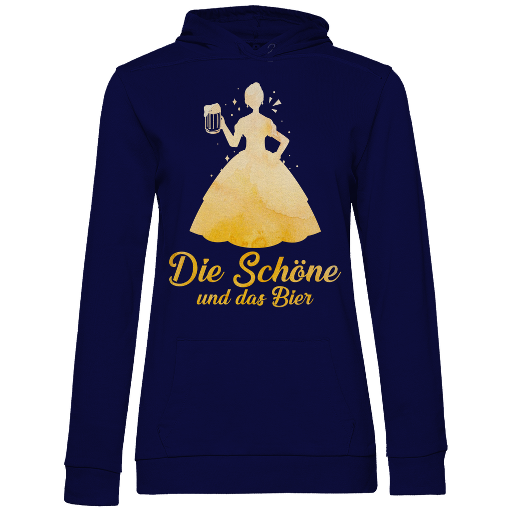 Die schöne und das Bier - Prinzessin Aquarell - Damen Hoodie Navy Blue