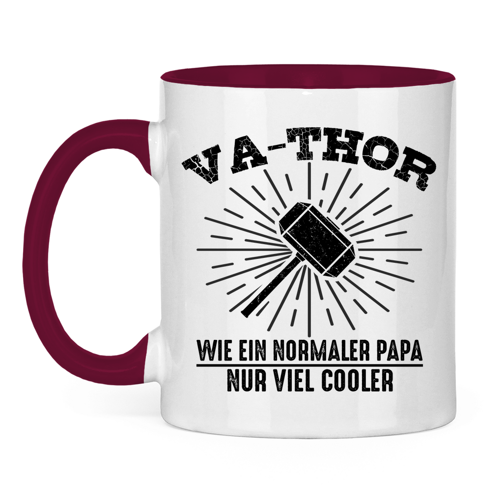 Va-Thor wie ein normaler Papa nur viel cooler - Tasse zweifarbig Burgundy