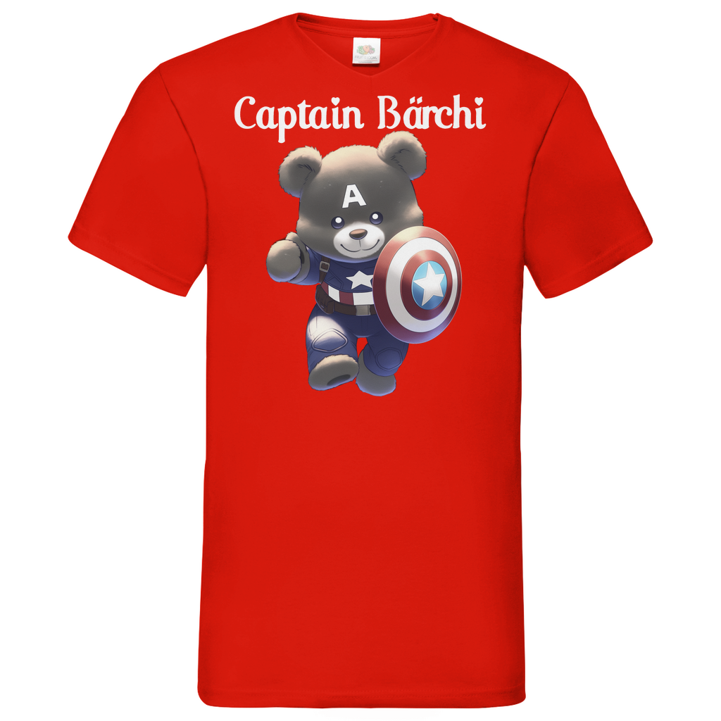 Captain Bärchi - Glücksbärchi - Herren V-Neck Shirt Red