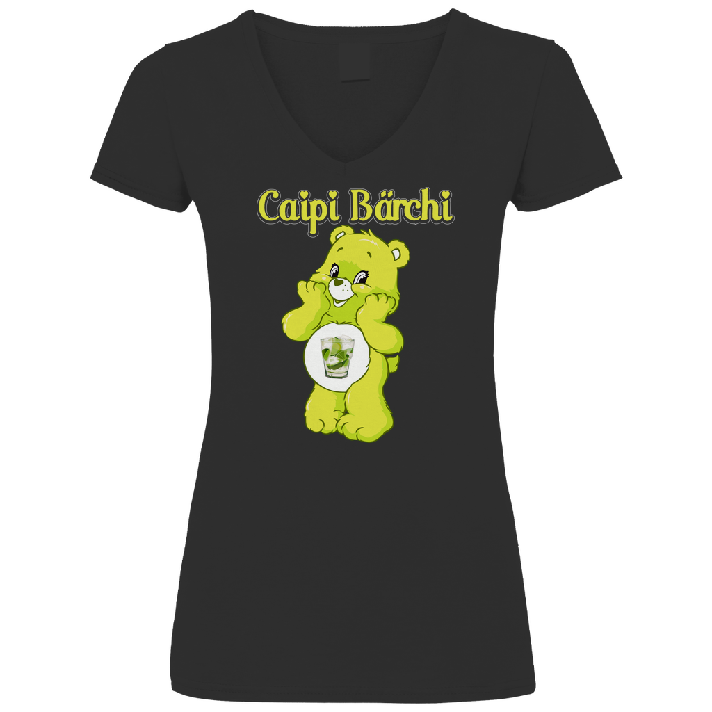 Caipi Bärchi - Glücksbärchi - V-Neck Damenshirt Black