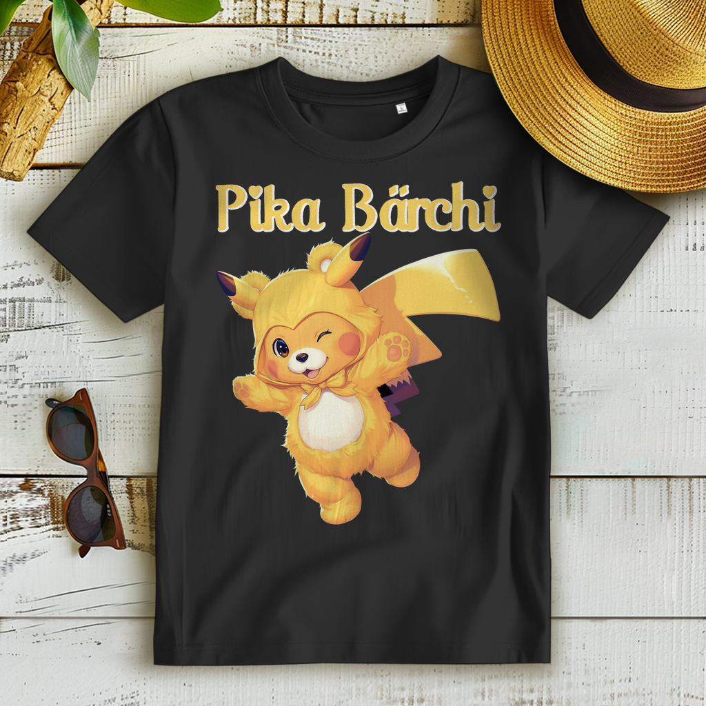 Pika Bärchi Glücksbärchi Pikachu - Damen Premium Bio T-Shirt Farbe Schwarz Black