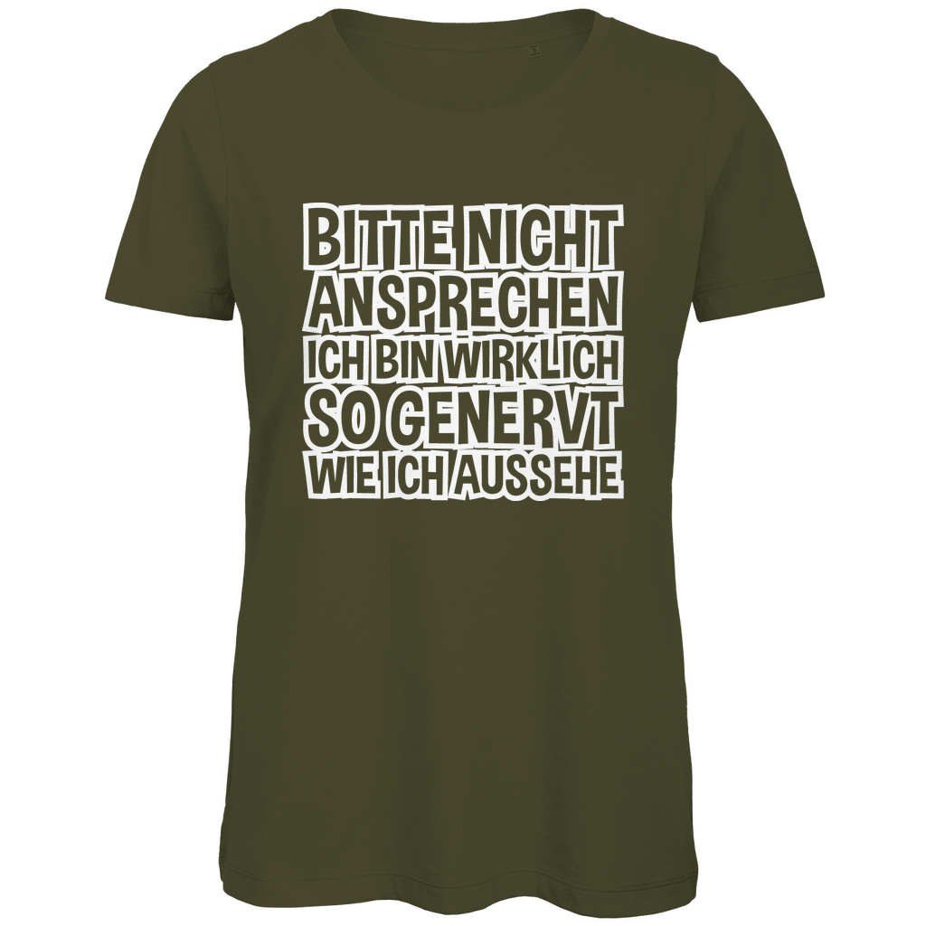 Bitte nicht ansprechen ich bin genervt - Damen Premium Bio T-Shirt Khaki