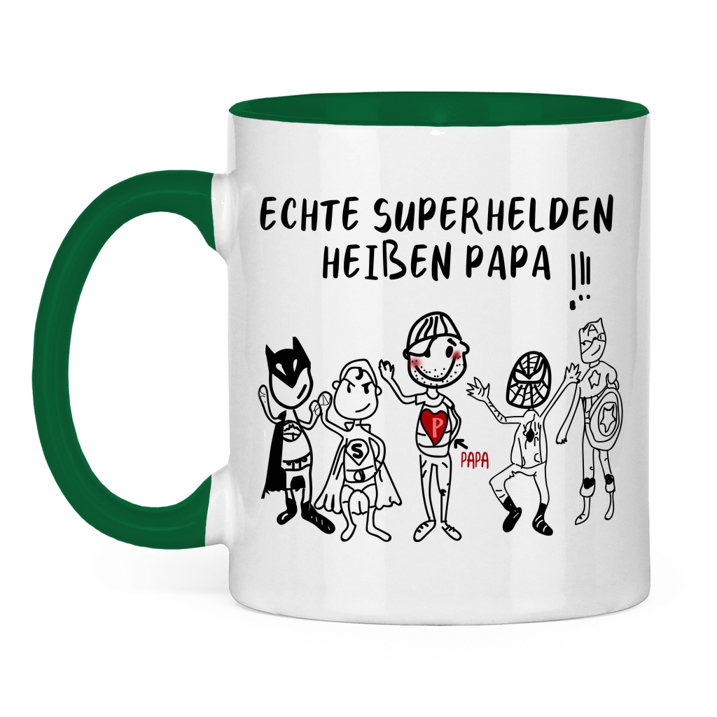 Echte Superhelden heißen Papa! - Tasse zweifarbig Green