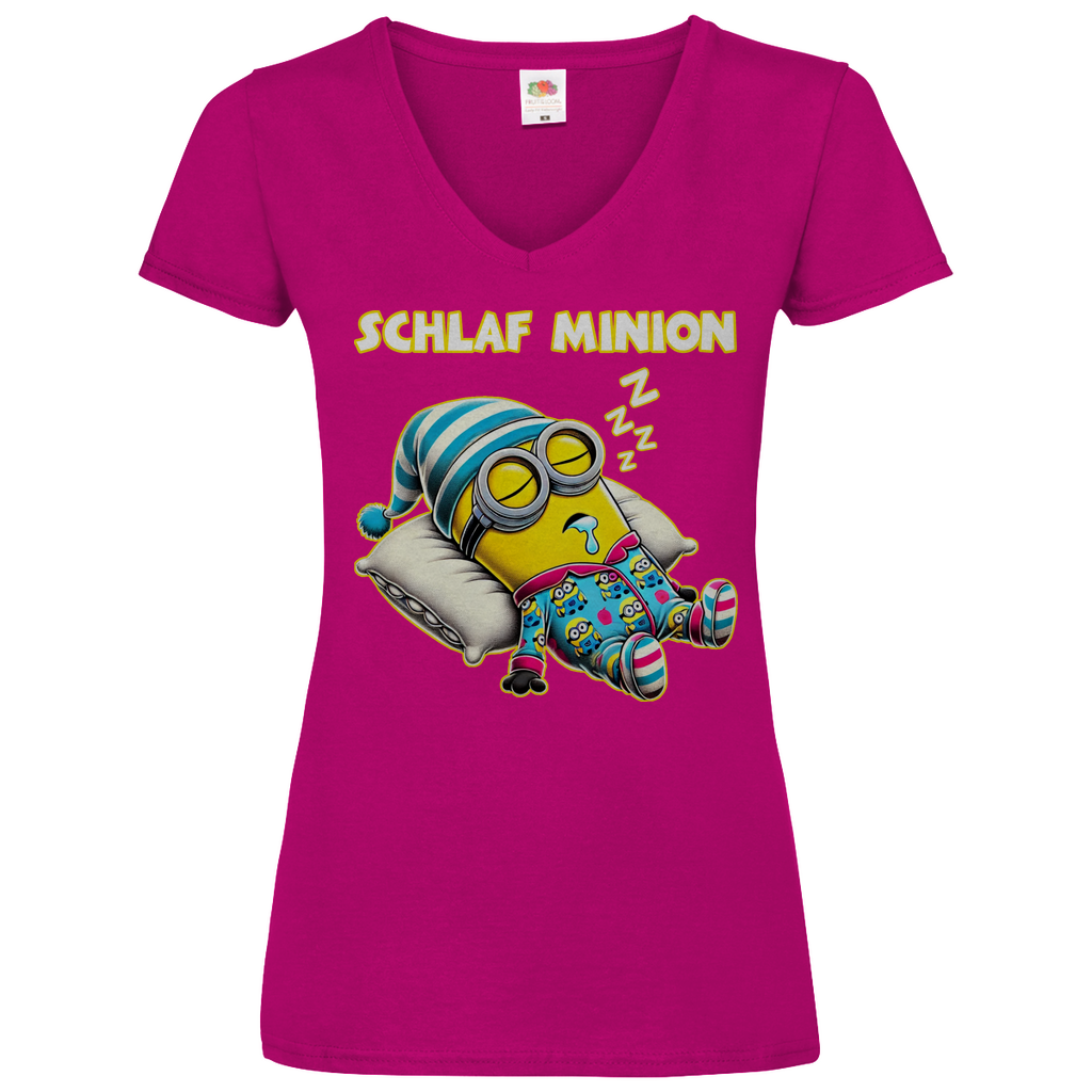 Schlaf Minion - V-Neck Damenshirt