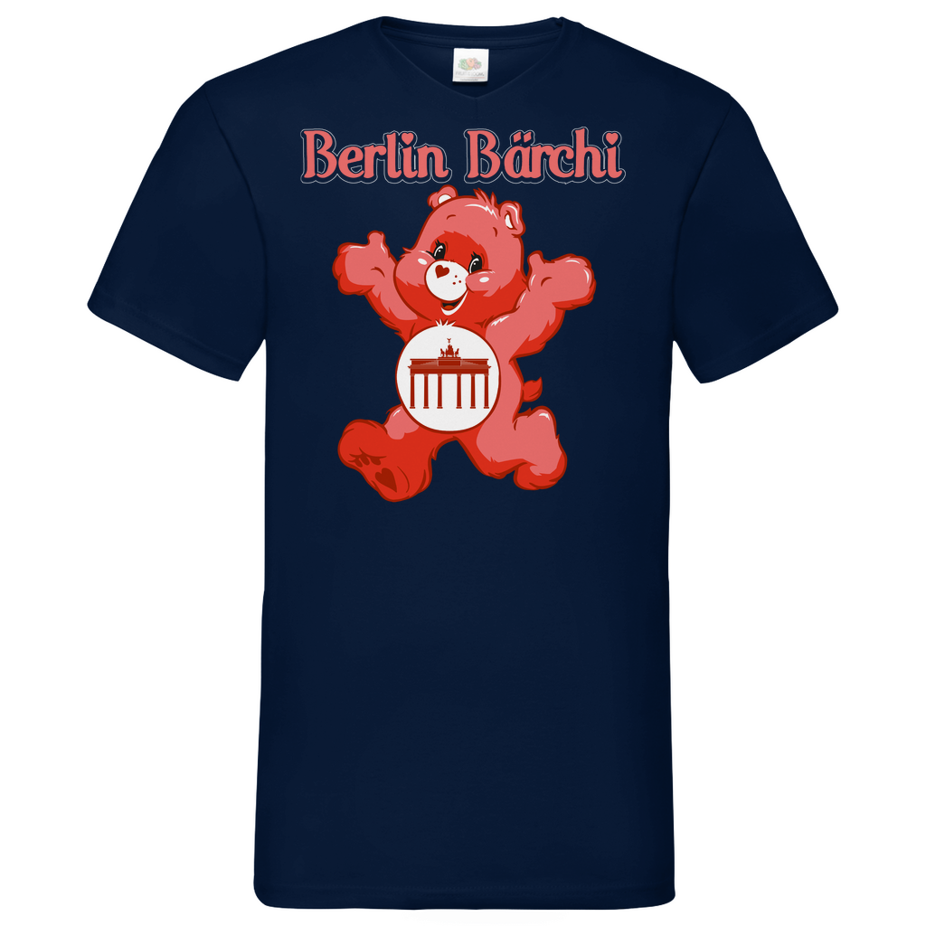 Berlin Bärchi - Glücksbärchi - Herren V-Neck Shirt Navy