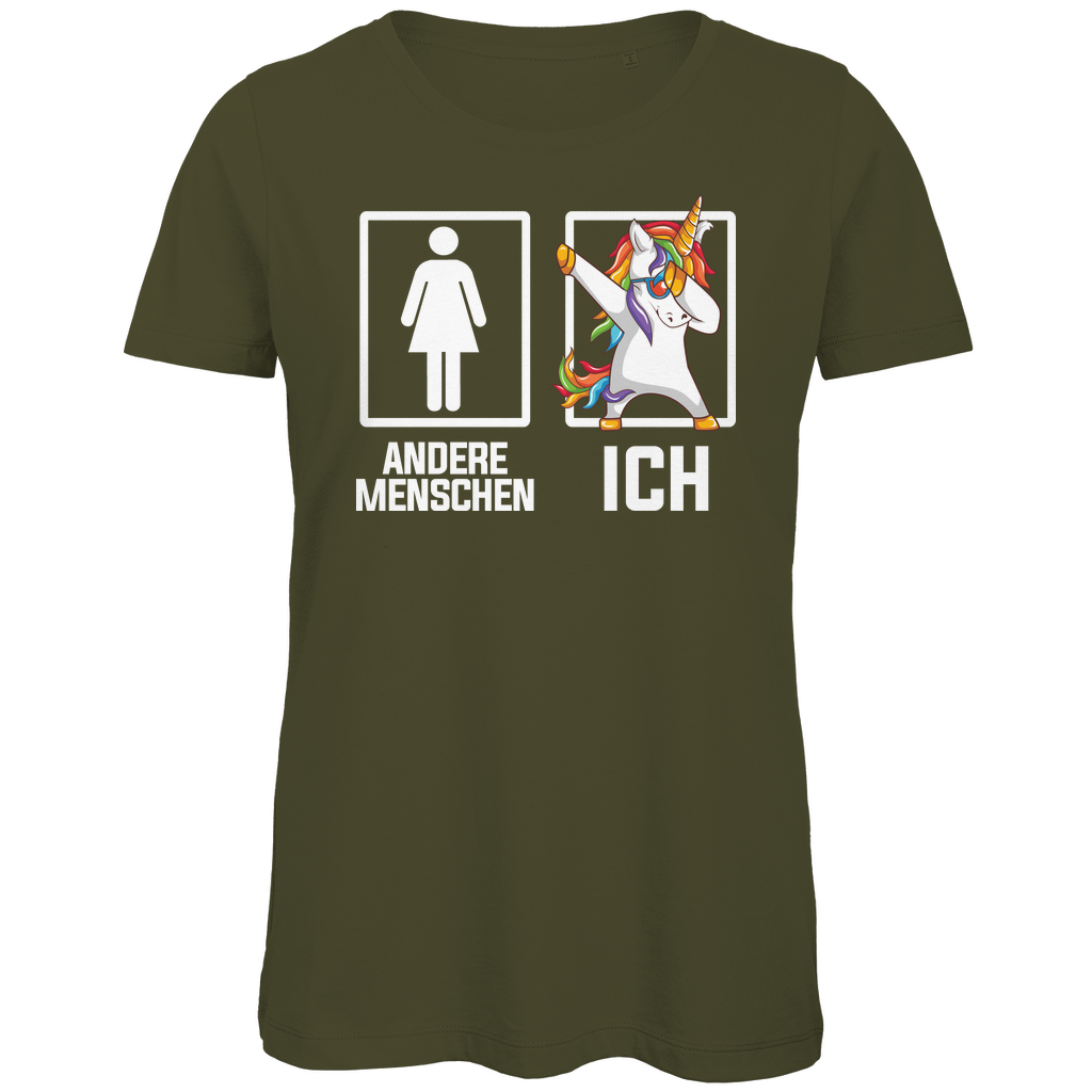 Andere Menschen Ich Einhorn - Damen Premium Bio T-Shirt Khaki