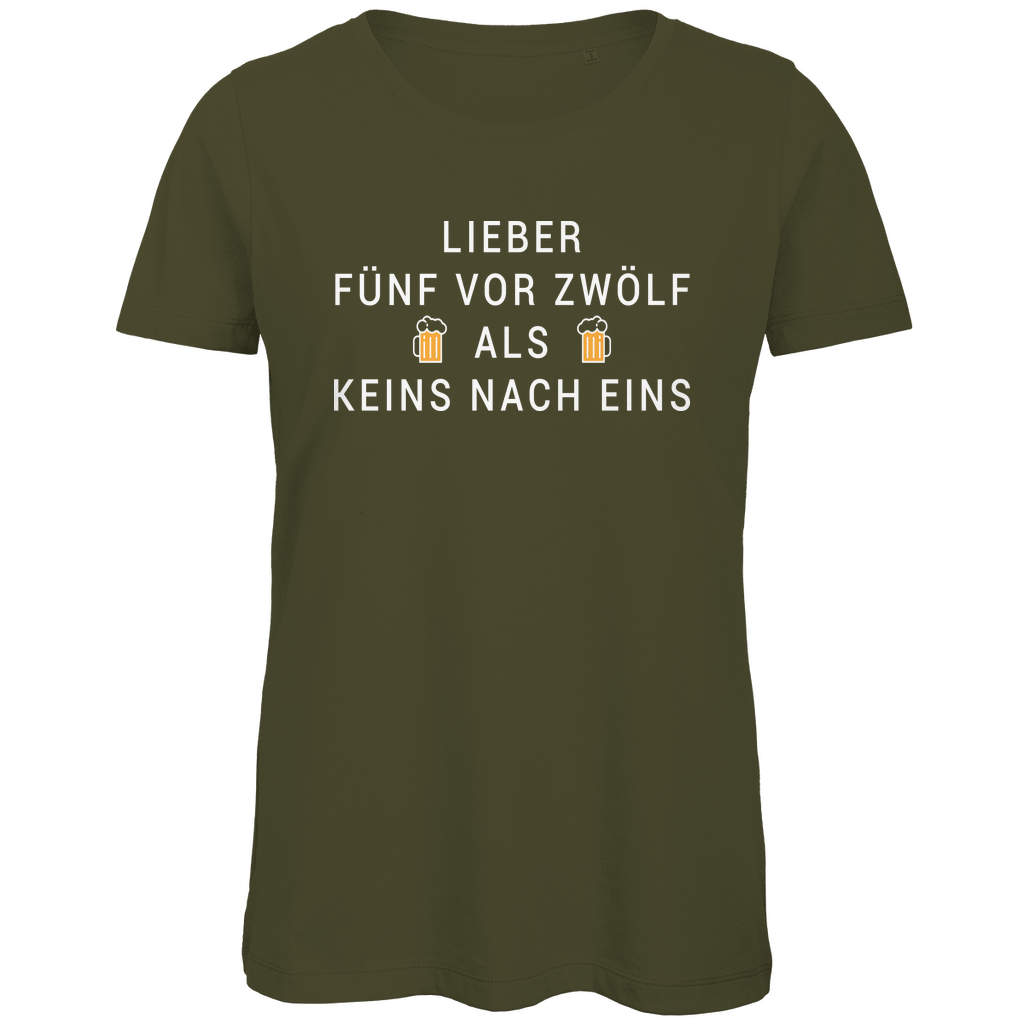 Lieber fünf vor zwölf als keins nach eins - Damen Premium Bio T-Shirt Khaki