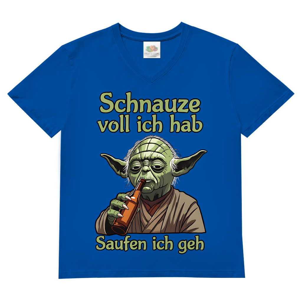 Herren V-Neck T-Shirt Yoda Schnauze Voll Ich Hab Saufen Ich Geh
