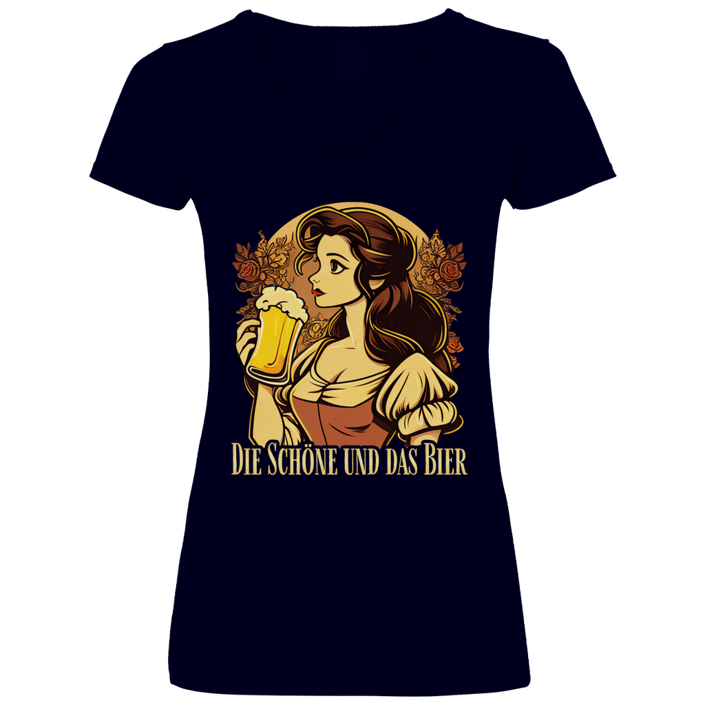 Die Schöne und das Bier Belle - V-Neck Damenshirt