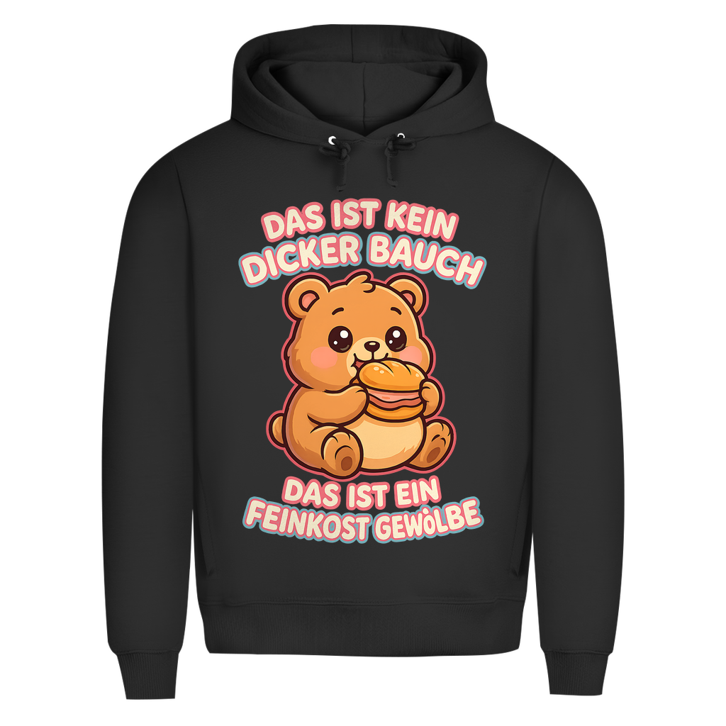 Herren Premium Bio Hoodie Das Ist Kein Dicker Bauch Das Ist Ein Feinkost Gewölbe Teddybär Black Pure