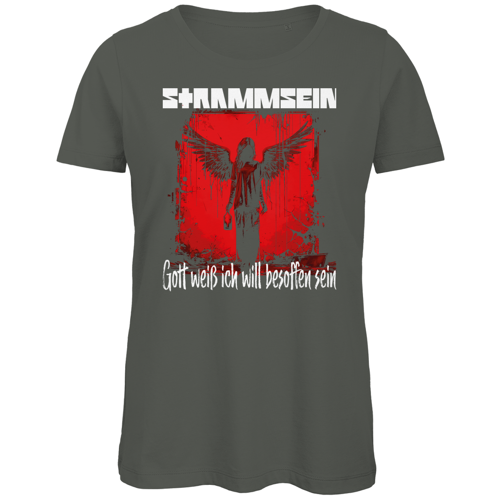 Strammsein Gott weiß ich will besoffen sein - Damen Premium Bio T-Shirt Millennial Khaki