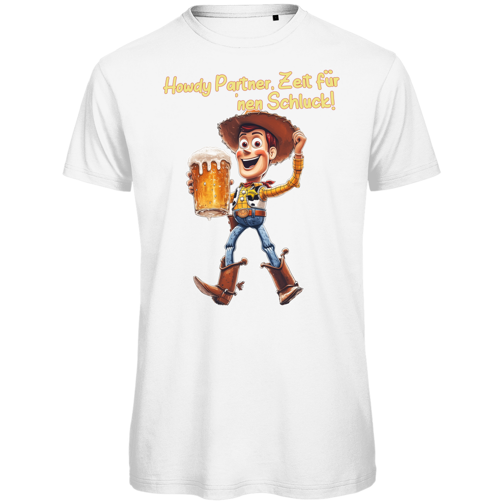 Howdy Partner Zeit für nen Schluck - Woody Toy Story - Herren Premium Bio T-Shirt White
