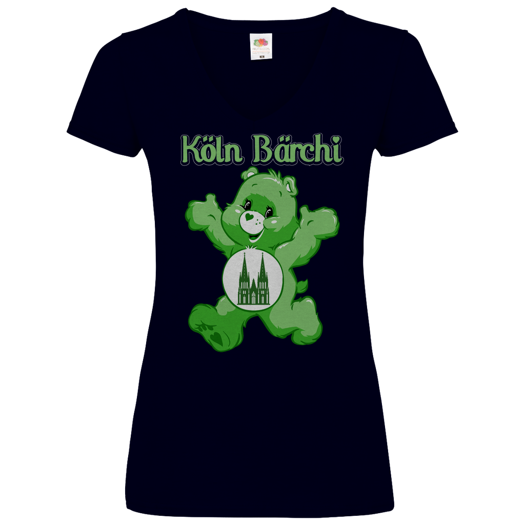 Köln Bärchi - Glücksbärchi - V-Neck Damenshirt Deep Navy