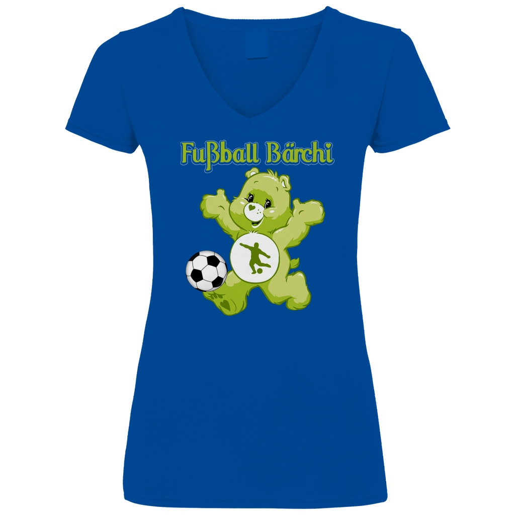 Fußball Bärchi - Glücksbärchi - V-Neck Damenshirt Royal Blue XL