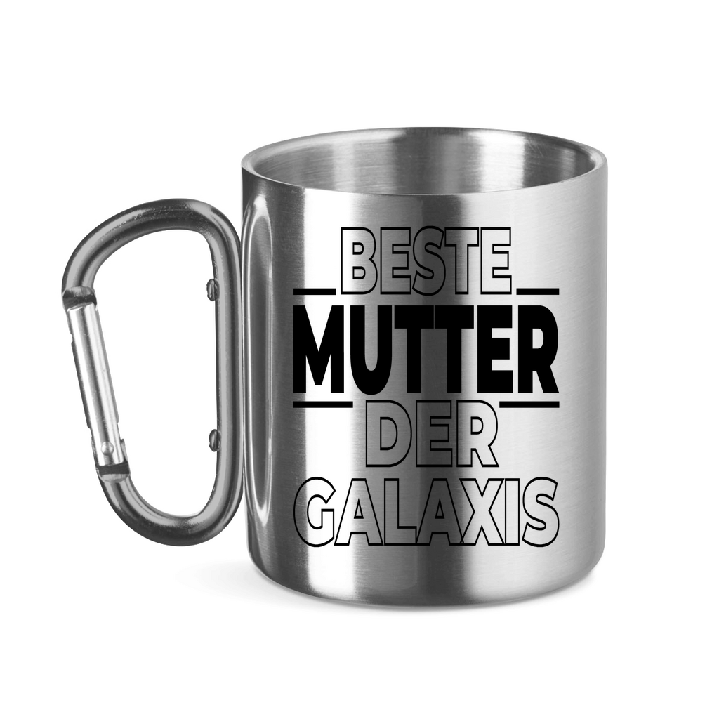 Beste Mutter der Galaxis - Edelstahltasse mit Karabinergriff Silver 320 ml