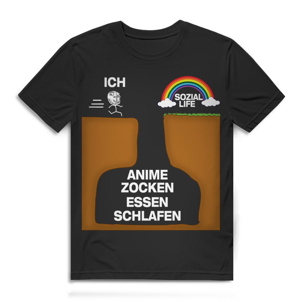 Anime Zocker Shirt Männer – Sozialleben verpasst wegen Anime Zocken Schlafen Black