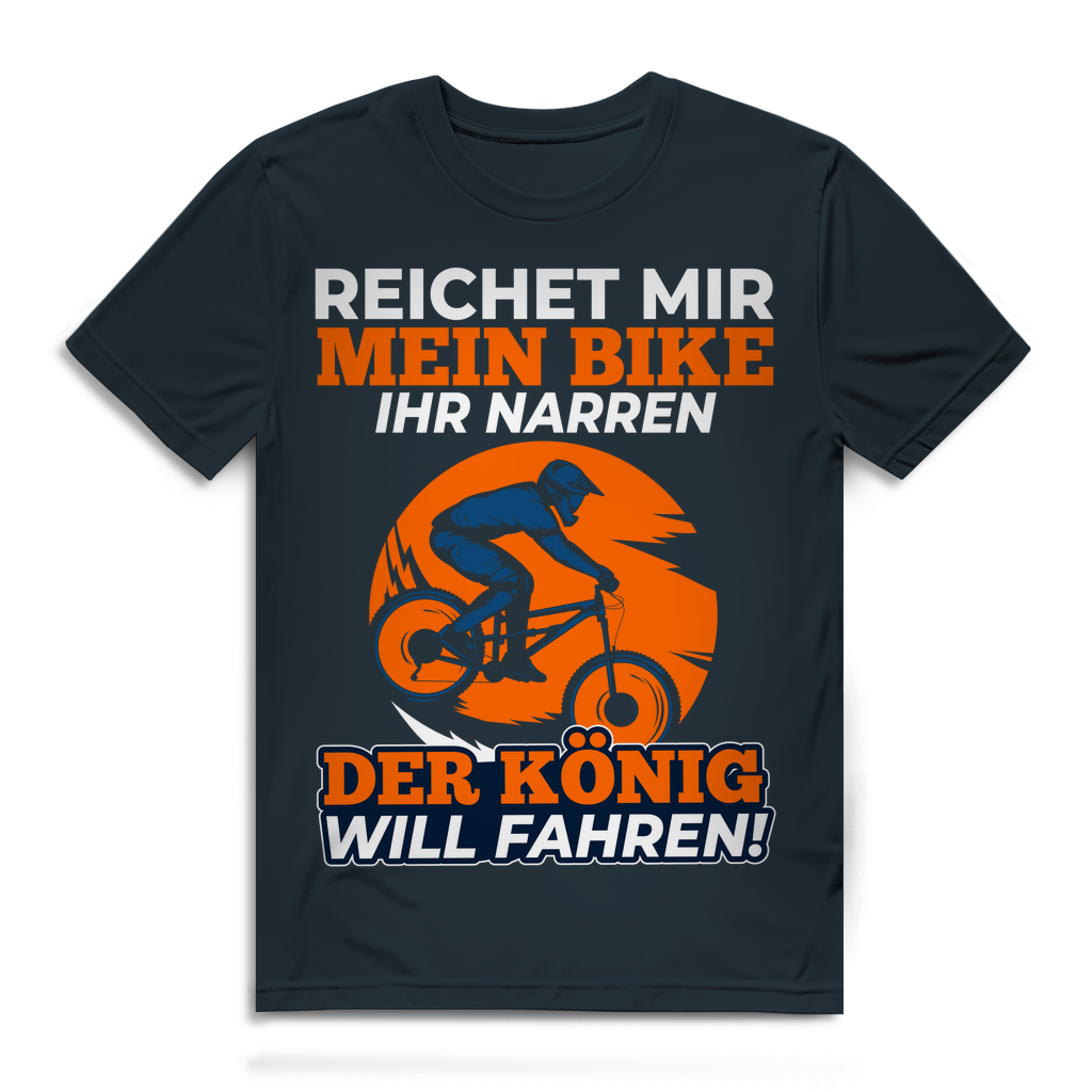 Lustiges Mountainbike Herren Shirt – Der König will fahren Bio Baumwolle Dark Grey Solid