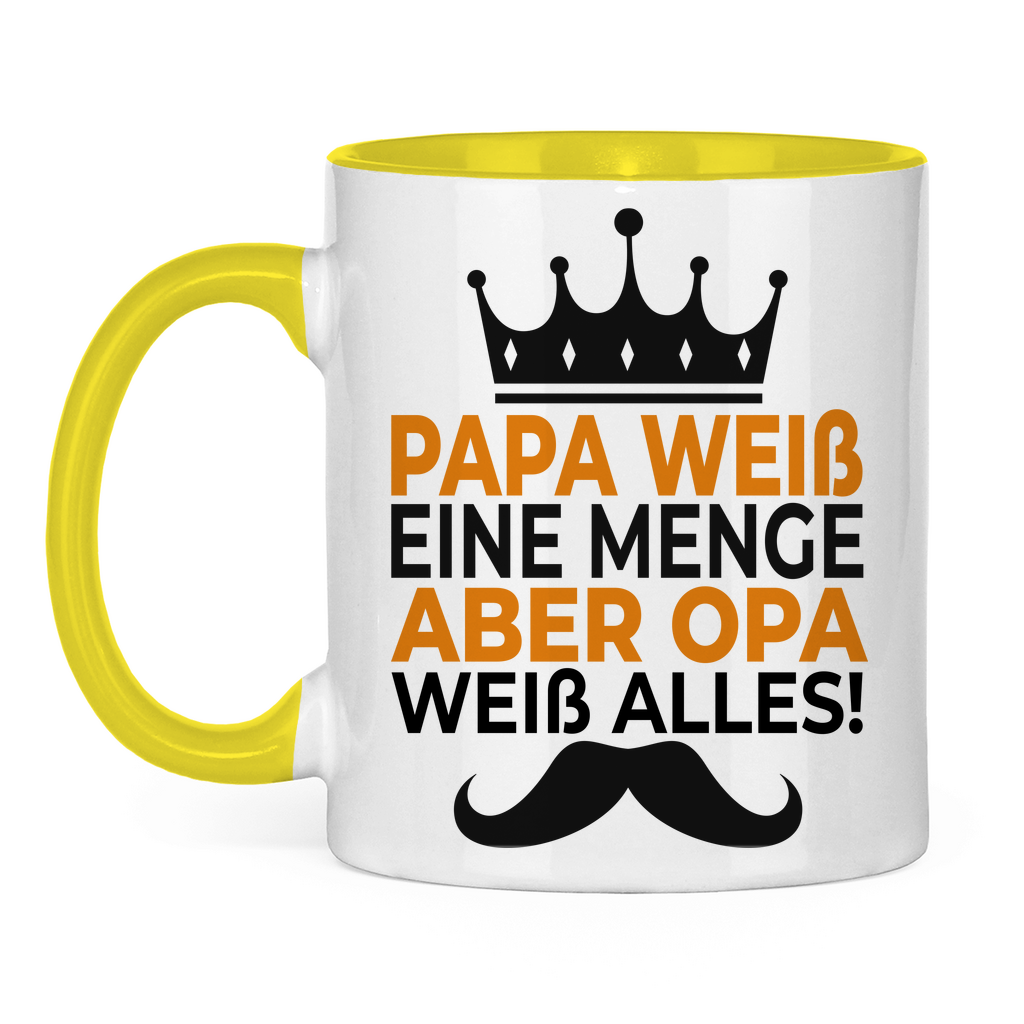 Papa weiß eine menge aber Opa weiß alles - Tasse zweifarbig