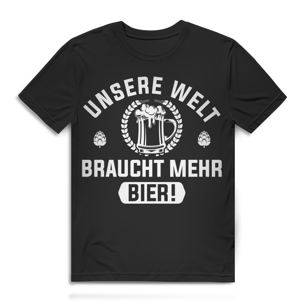 Herren T-Shirt Unsere Welt braucht mehr Bier Shirt Bio Baumwolle Black