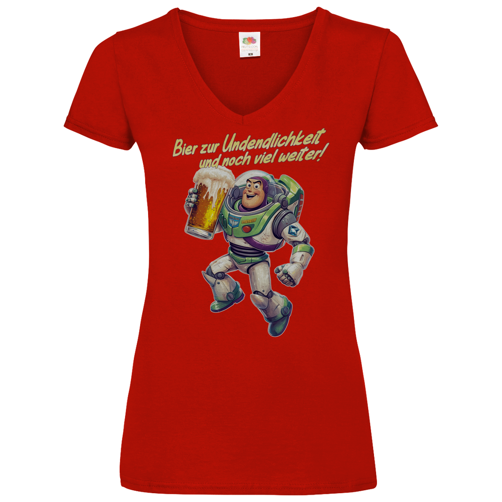 Bier zur Unendlichkeit und noch viel weiter - Buzz Lightyear Toy Story - V-Neck Damenshirt Red