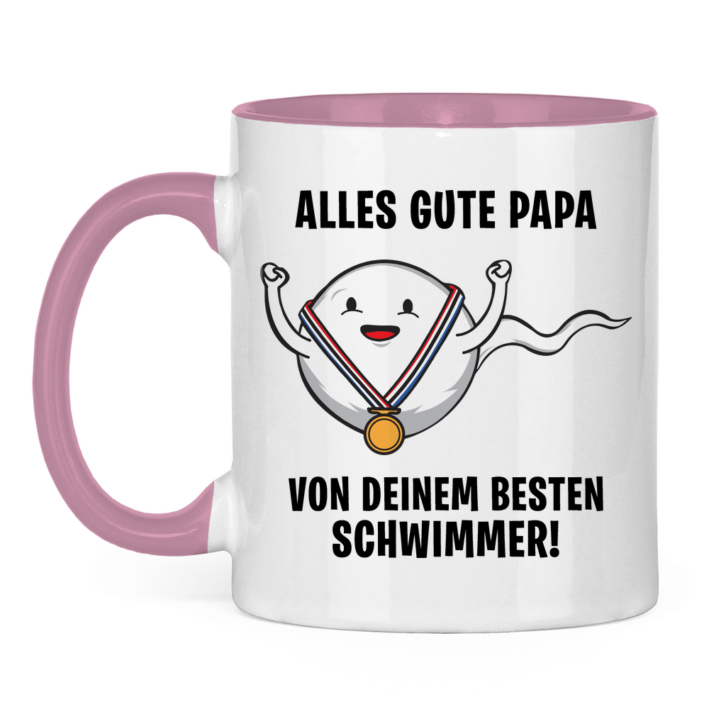 Alles gute Papa von deinem besten Schwimmer! - Tasse zweifarbig Pink