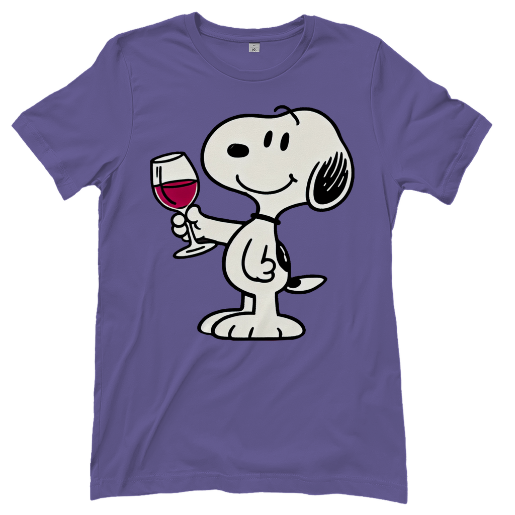 Snoopy mit Wein - Die Peanuts - Damenshirt Millennial Lilac