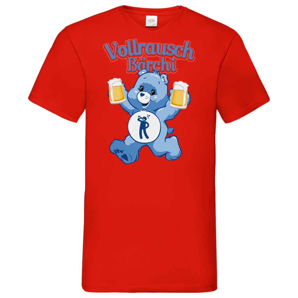 Vollrausch Bärchi - Glücksbärchi - Herren V-Neck Shirt Red