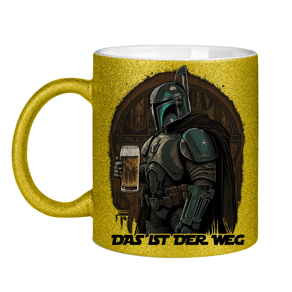 Das ist der Weg Mandalorianer Bier - Glitzertasse Gold Glitter