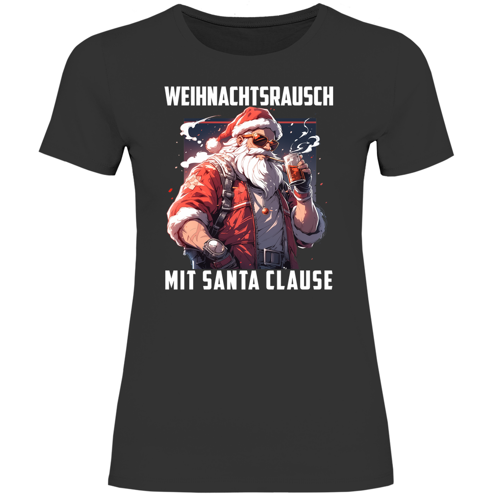 Weihnachtsrausch mit Santa Clause - Damenshirt Black
