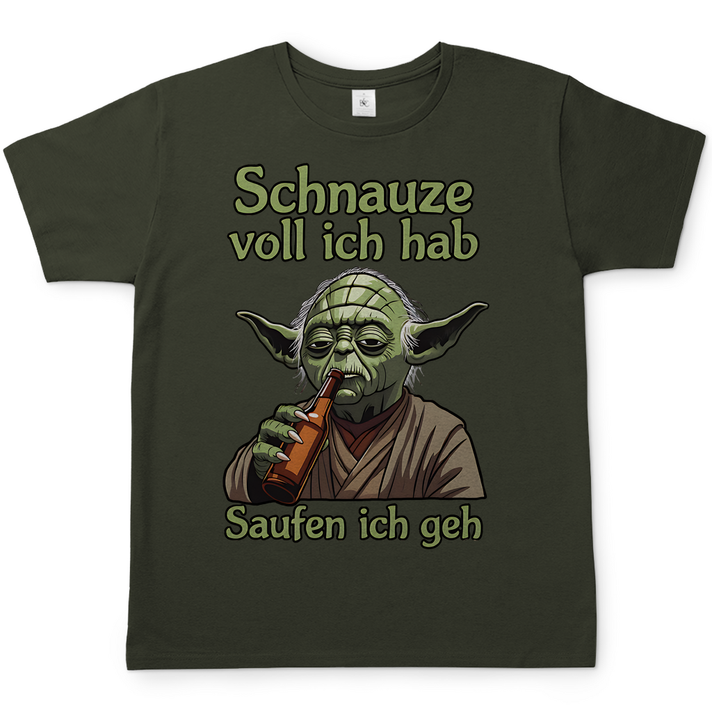 Herren T-Shirt Yoda Schnauze Voll Ich Hab Saufen Ich Geh Urban Khaki