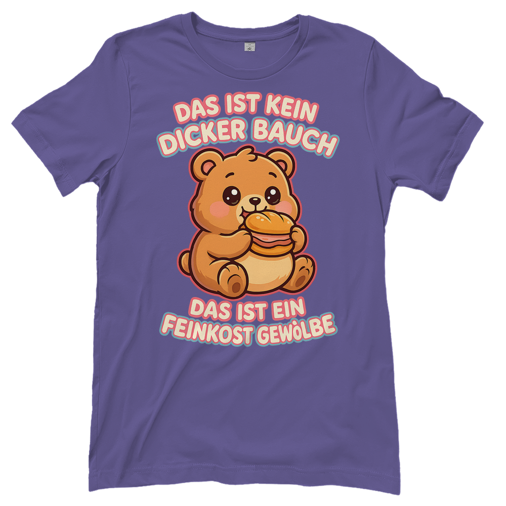 Damen T-Shirt Das Ist Kein Dicker Bauch Das Ist Ein Feinkost Gewölbe Teddybär Millennial Lilac