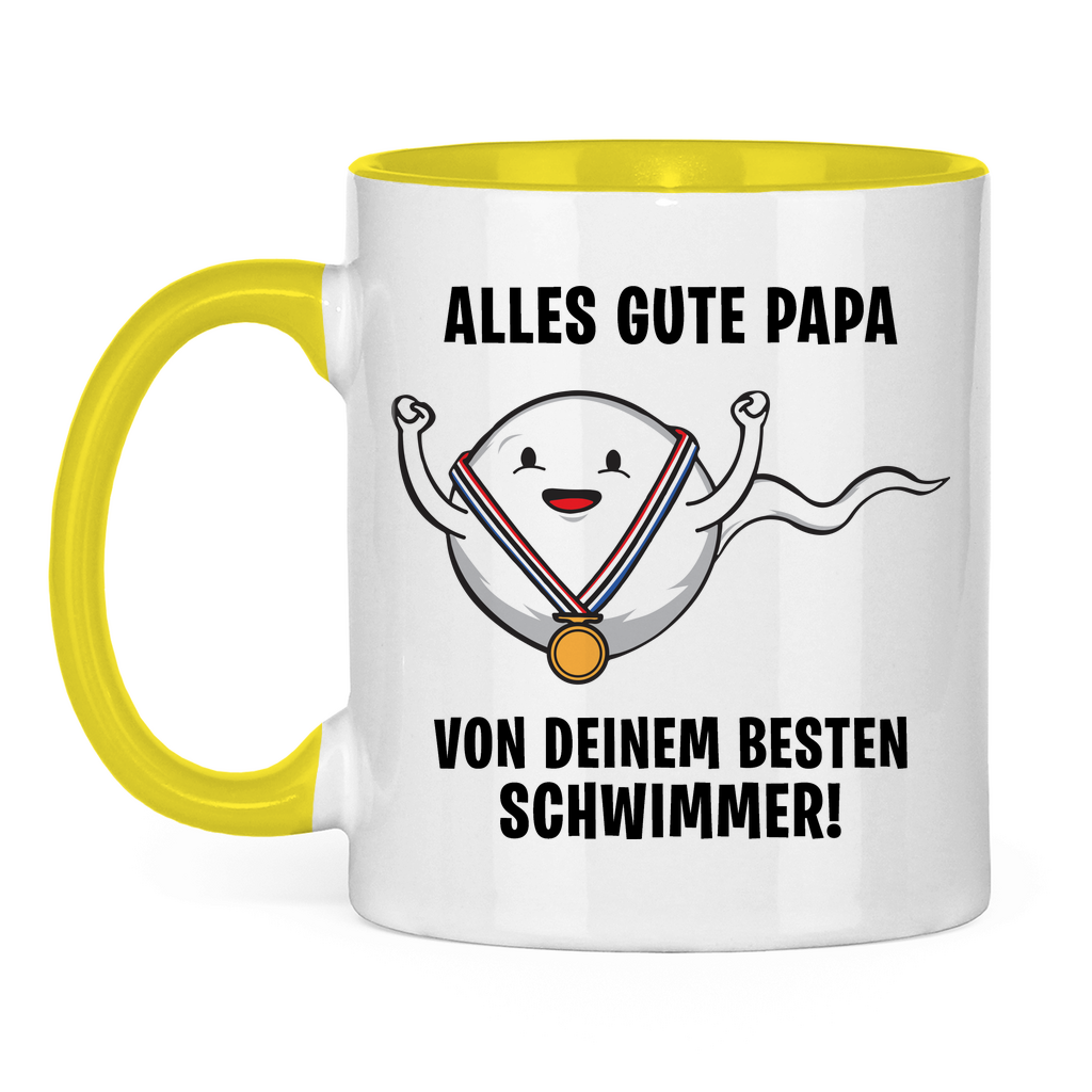 Alles gute Papa von deinem besten Schwimmer! - Tasse zweifarbig Yellow