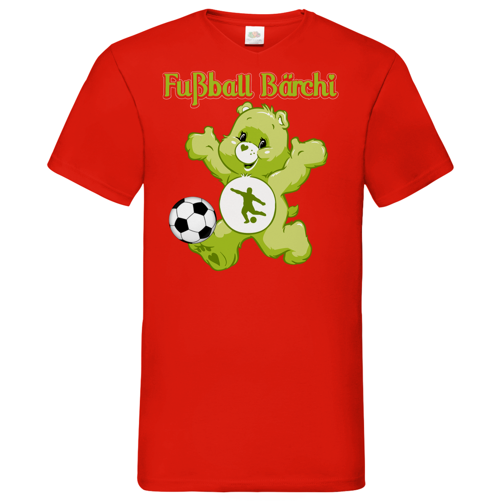 Fußball Bärchi - Glücksbärchi - Herren V-Neck Shirt Red