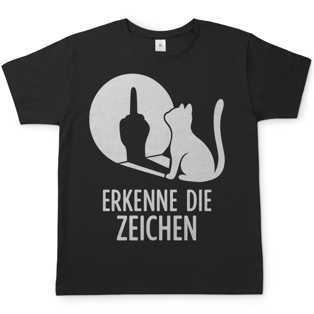 Herren T-Shirt Erkenne Die Zeichen Katze Katzenliebhaber Funshirt Black