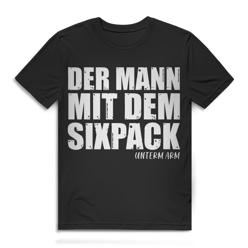 Herren T-Shirt Der Mann mit dem Sixpack unterm Arm Bio Baumwolle Black