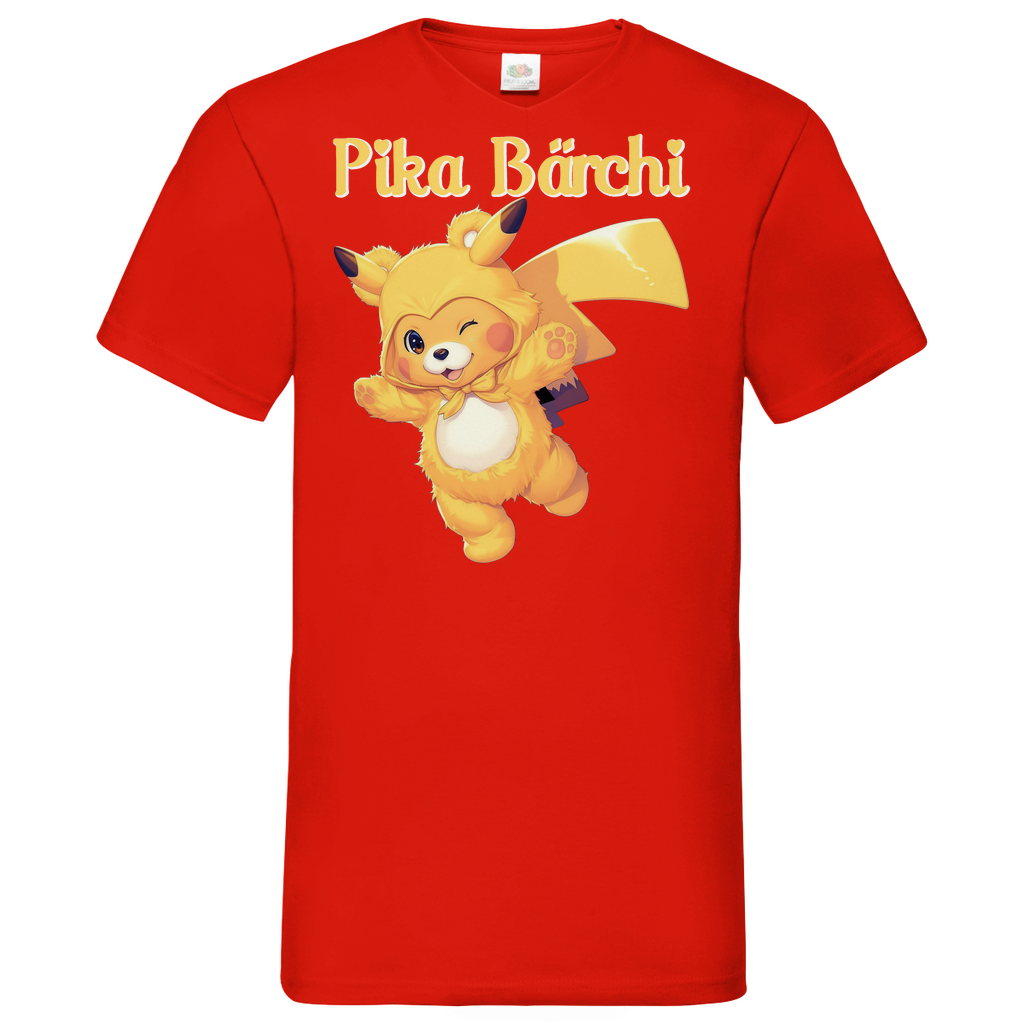 Pika Bärchi - Glücksbärchi - Herren V-Neck Shirt Red