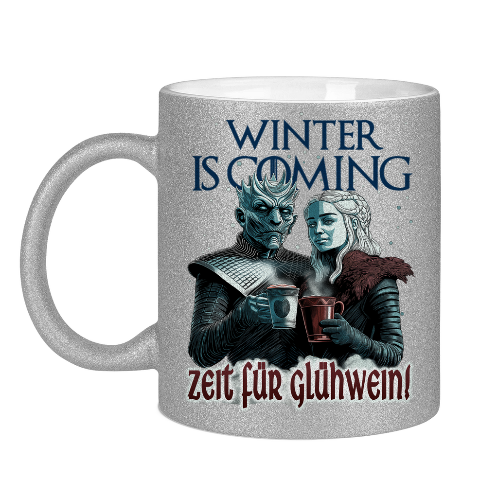 Winter is coming - Zeit für Glühwein - Glitzertasse Silver Glitter One size