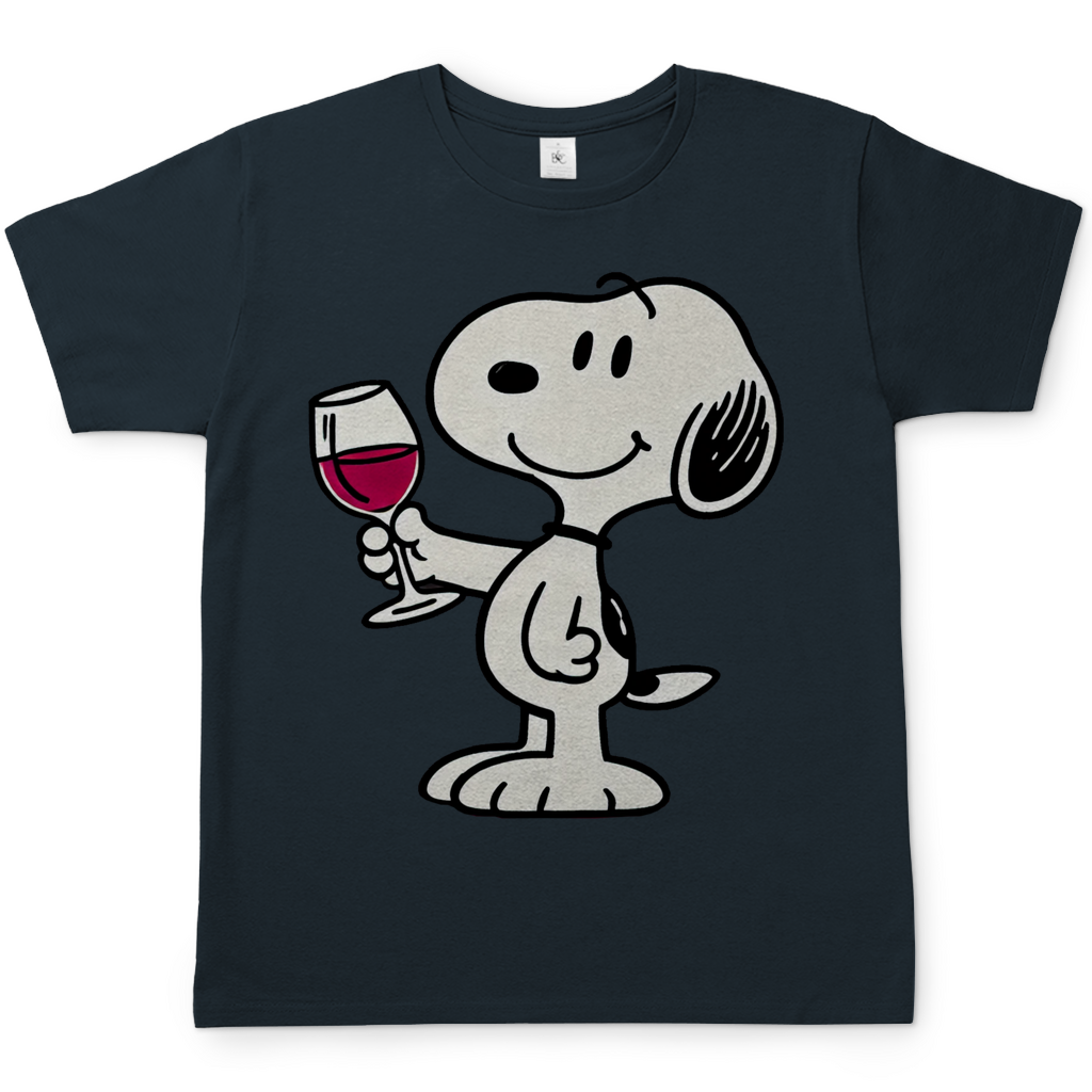 Snoopy mit Wein - Die Peanuts - Herren Shirt Dark Grey Solid