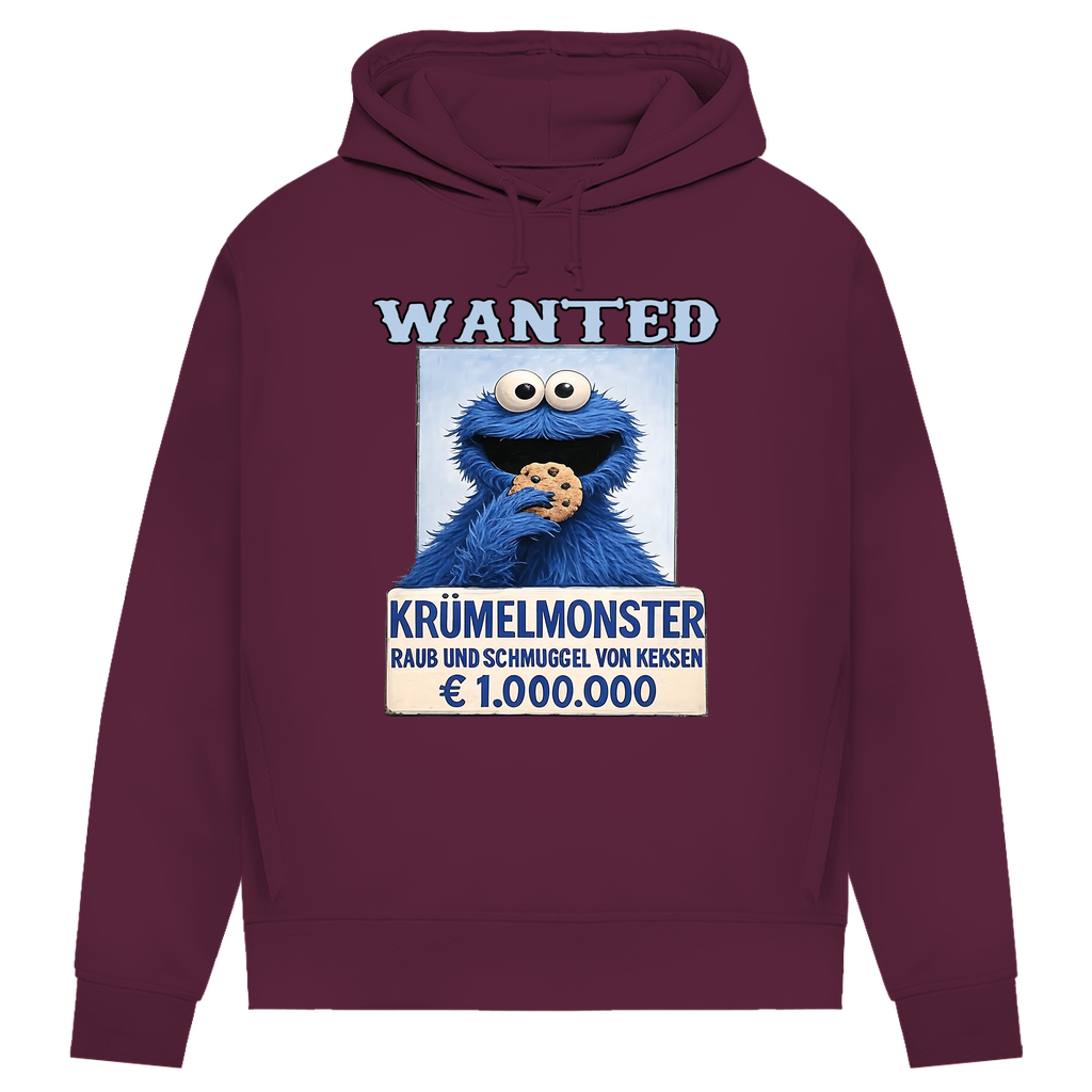 Wanted Krümelmonster Raub und Schmuggel von Keksen - Damen Premium Bio Hoodie Burgundy