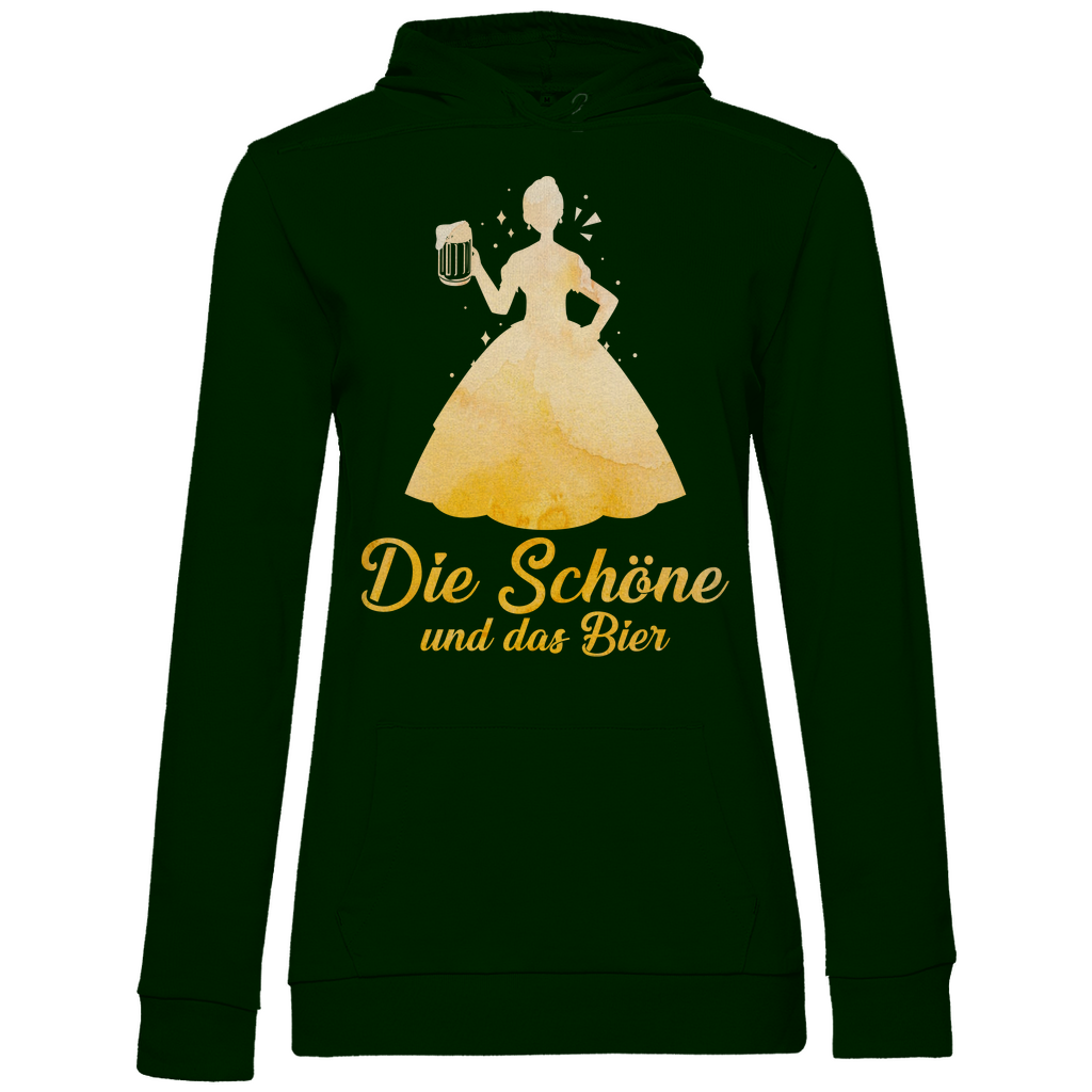 Die schöne und das Bier - Prinzessin Aquarell - Damen Hoodie Forest Green