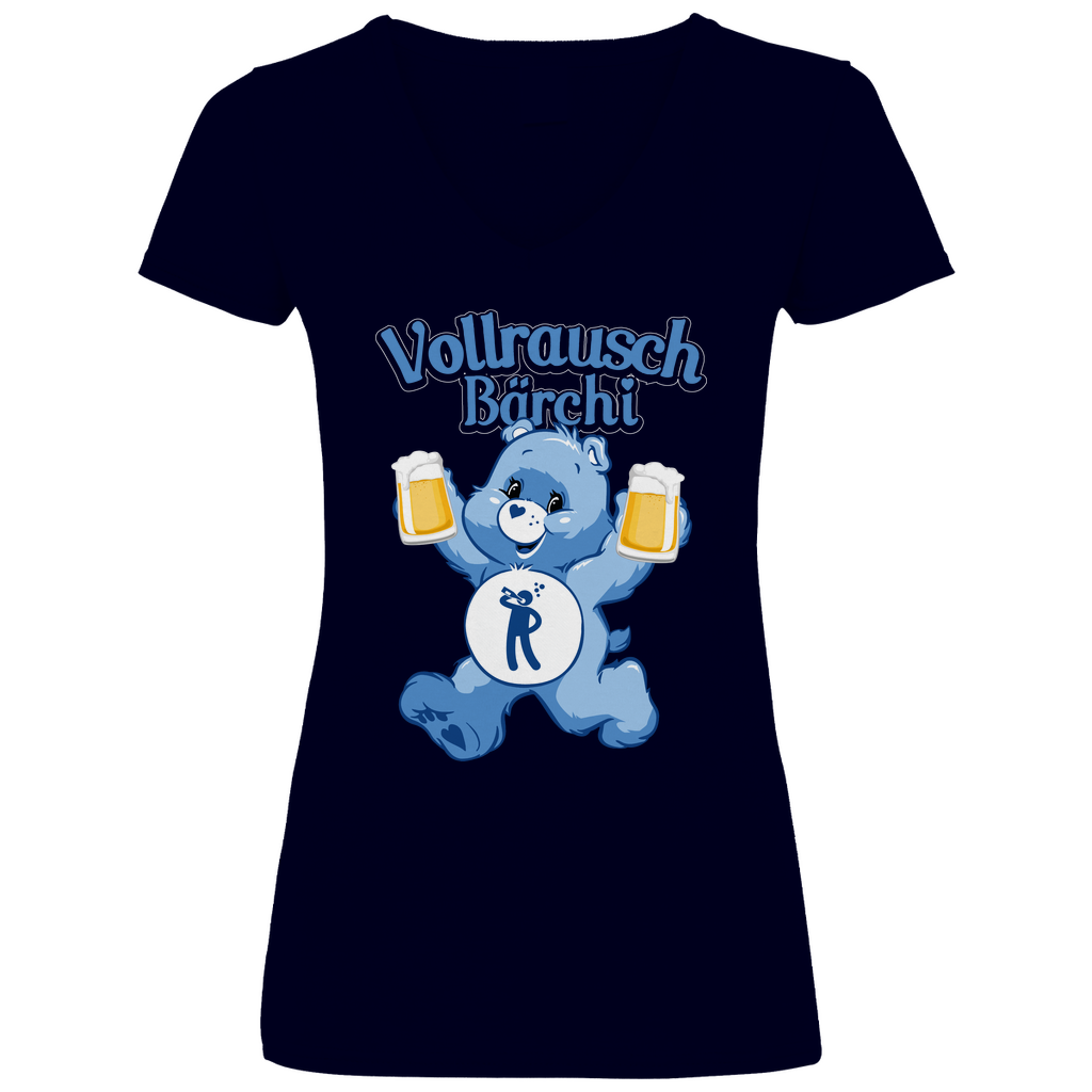 Vollrausch Bärchi - Glücksbärchi - V-Neck Damenshirt Deep Navy