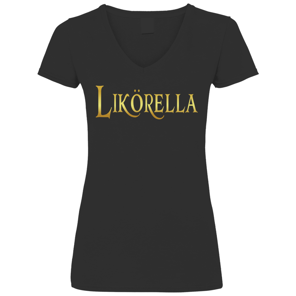 Likörella - Prinzessin Gold - V-Neck Damenshirt Black
